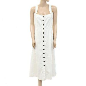 By Anthropologie Buttondown Midi Dress Criss Cross Smocked Sleeveless S
